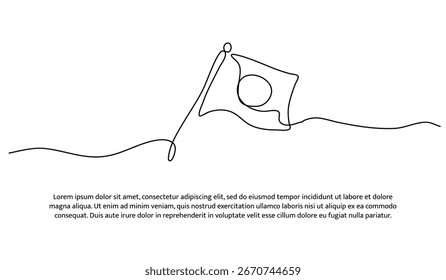 One line of flag. Abstract minimal continuous line.