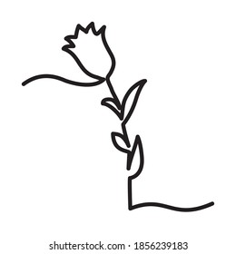 una línea de icono de flor sobre fondo blanco, estilo de línea, ilustración vectorial