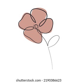 one line flower and leaf icon isolated