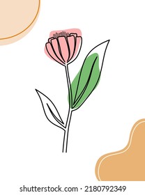 Vector de flor de una línea en estilo minimalista
