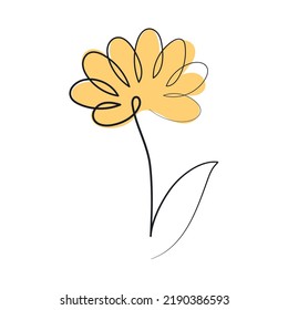 one line flowers and leaves icon isolated