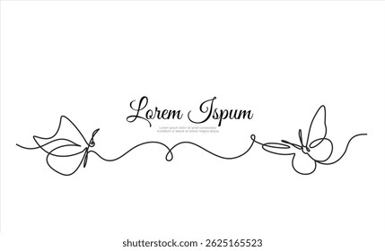 One line flying butterflies design silhouette. Hand drawn minimalism style vector illustration. Editable stroke. Editable stroke.	