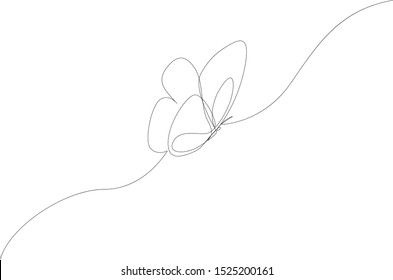 One line flying butterfly design silhouette. Hand drawn minimalism style vector illustration