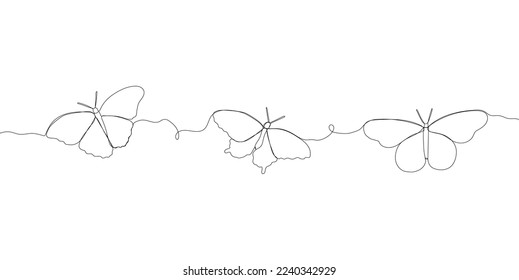 Eine Flugschmetterling-Silhouette. Handgezeichnete minimalistische Vektorgrafik