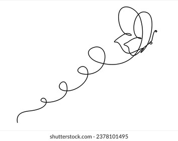 One line flying butterfly design silhouette. Hand drawn minimalism style vector illustration