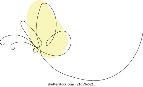 One line flying butterfly vector