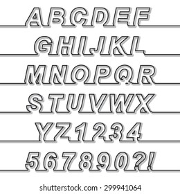 One Line Font, Latin alphabet letters and arabic numbers