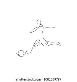One line football player. Hand drawn sketch. Vector illustration.