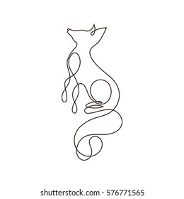 One line fox design silhouette. Hand drawn minimalism style vector illustration
