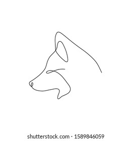 One line fox head design silhouette. Hand drawn minimalism style vector illustration.