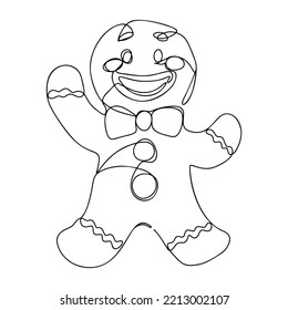 One Line Gift Gingerbread Cookie Continuous Line Drawing