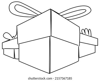 One line Gifts on a white background. Illustration with decorated gifts on a white background.