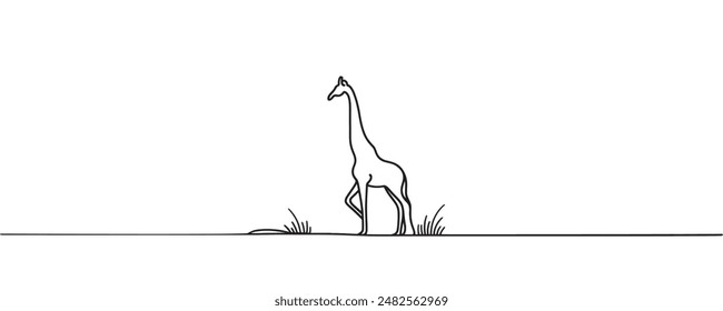 one line of giraffe. vector illustration in minimalist style