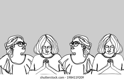 one line of girl  hand drawn   banner  ,poster deign background  vector eps.10