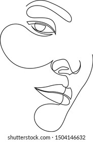 One line girl or woman portrait design. Hand drawn minimalism style vector illustration