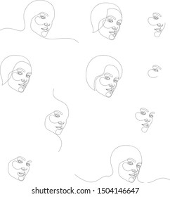 One line girl or woman portrait design. Hand drawn minimalism style vector illustration