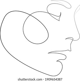 One line girl or woman portrait design. Hand drawn minimalist style vector illustration. - Shutterstock ID 1909654387