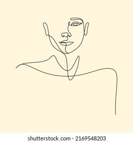 One line girl or woman portrait and face design. Hand drawn minimalism style vector illustration