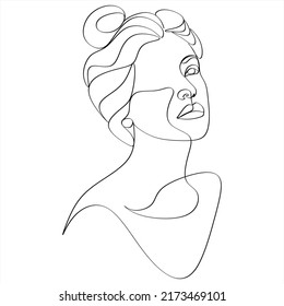 One Line Girl Woman Portrait Design Stock Vector (Royalty Free ...