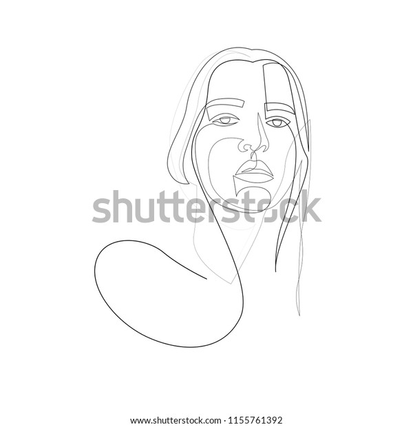 One Line Girl Woman Portrait Design Stock Vector (Royalty Free) 1155761392