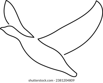 One line goose flies design silhouette. Hand drawn minimalism style vector illustration.