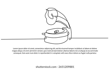 Uma linha de gramofon. Linha contínua mínima abstrata.