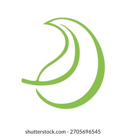 einzeiliges grünes Blatt. Konzept für naturnahe Designs und umweltfreundliche Projekte. Vektorgrafik