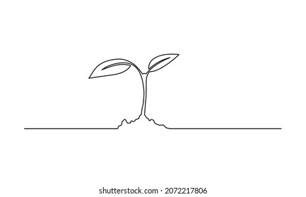 One line Growing plant