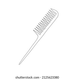 One line hair comb. Vector stylist minimalist illustration isolated on white background. 