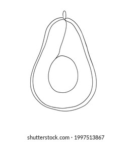 Un aguacate dibujado a mano. Ilustración del vector 