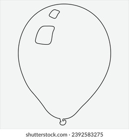 One line hand drawn balloon outline vector illustration art