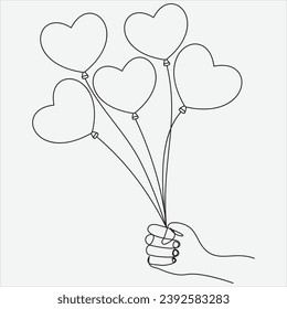 One line hand drawn balloon outline vector illustration art