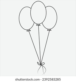 One line hand drawn balloon outline vector illustration art