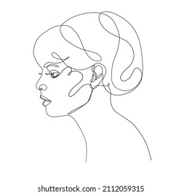 One line hand drawn beautiful woman. Vector minimalist illustration isolated on white background. 
