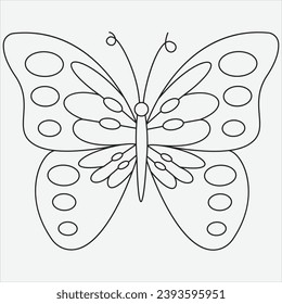 One line hand drawn butterfly outline vector illustration art