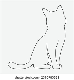 One line hand drawn cat outline vector illustration art