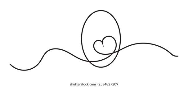 one line hand drawn continuous Easter egg line art icon vector.