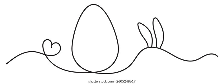 one line hand drawn continuous Easter egg line art icon vector.