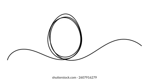 One line hand drawn continuous easter egg line icon vector illustration isolated on white background, eps 10.