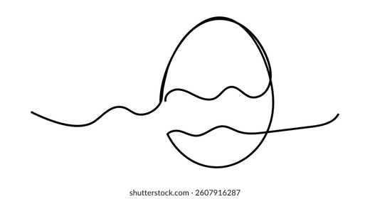 One line hand drawn continuous easter egg line icon vector illustration isolated on white background, eps 10.