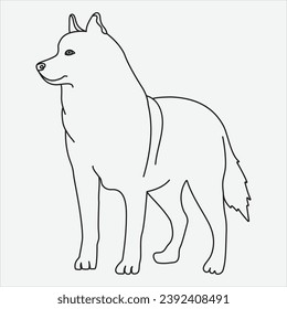 One line hand drawn dog outline vector illustration art