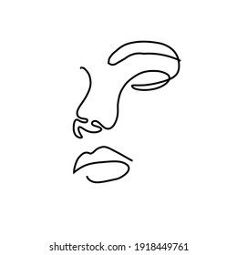 Una línea dibujada a mano. Retrato abstracto. Logotipo sencillo de estilo minimalista para salón de belleza, esteticista, maquillador, estilista. ...