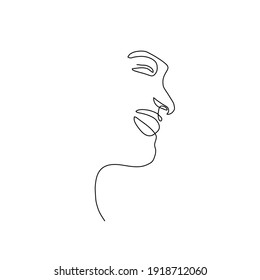 One line hand drawn face. Abstract portrait. Simple logo in minimal style for beauty salon, beautician, makeup artist, stylist. .