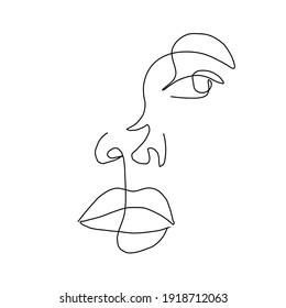 One line hand drawn face. Abstract portrait. Simple logo in minimal style for beauty salon, beautician, makeup artist, stylist. .