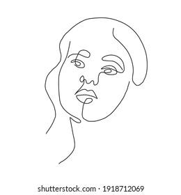 Una línea dibujada a mano. Retrato abstracto. Logotipo sencillo de estilo minimalista para salón de belleza, esteticista, maquillador, estilista. ...