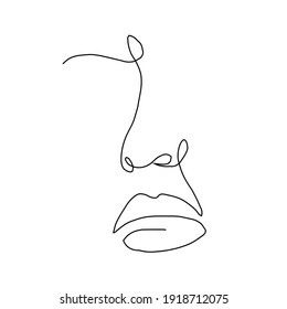 One line hand drawn face. Abstract portrait. Simple logo in minimal style for beauty salon, beautician, makeup artist, stylist. .