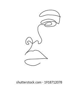 One line hand drawn face. Abstract portrait. Simple logo in minimal style for beauty salon, beautician, makeup artist, stylist. .