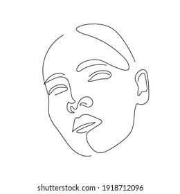 One line hand drawn face. Abstract portrait. Simple logo in minimal style for beauty salon, beautician, makeup artist, stylist. .