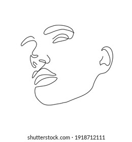 One line hand drawn face. Abstract portrait. Simple logo in minimal style for beauty salon, beautician, makeup artist, stylist. .