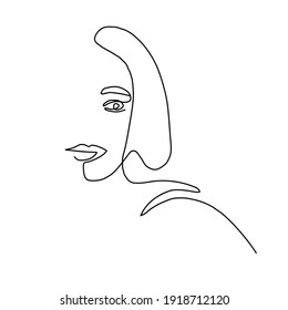 One line hand drawn face. Abstract portrait. Simple logo in minimal style for beauty salon, beautician, makeup artist, stylist. .